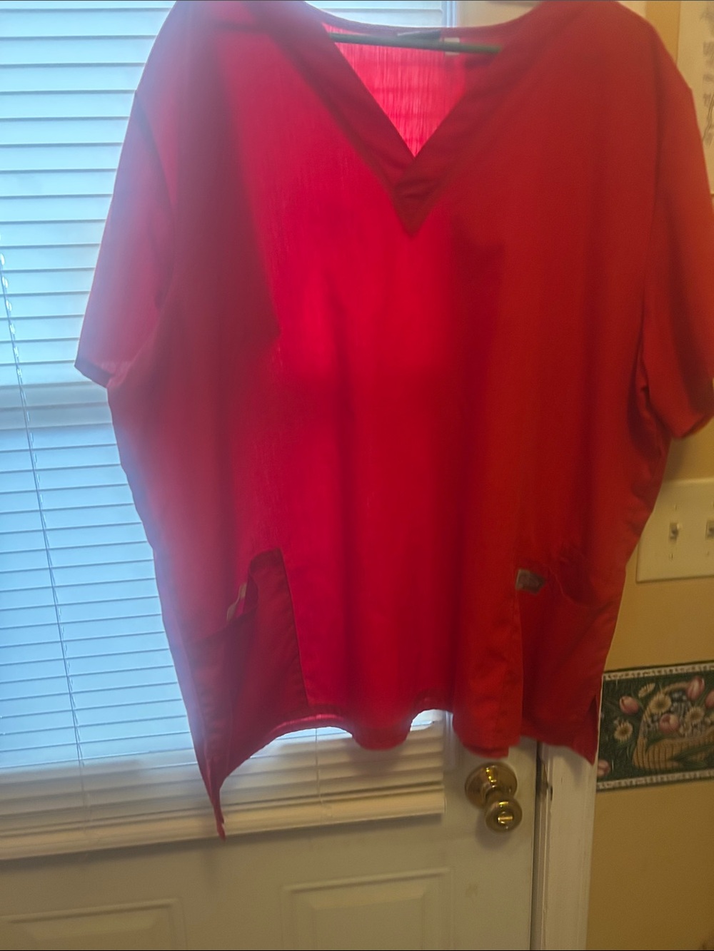 Scrubstar Red V-Neck Scrub Top